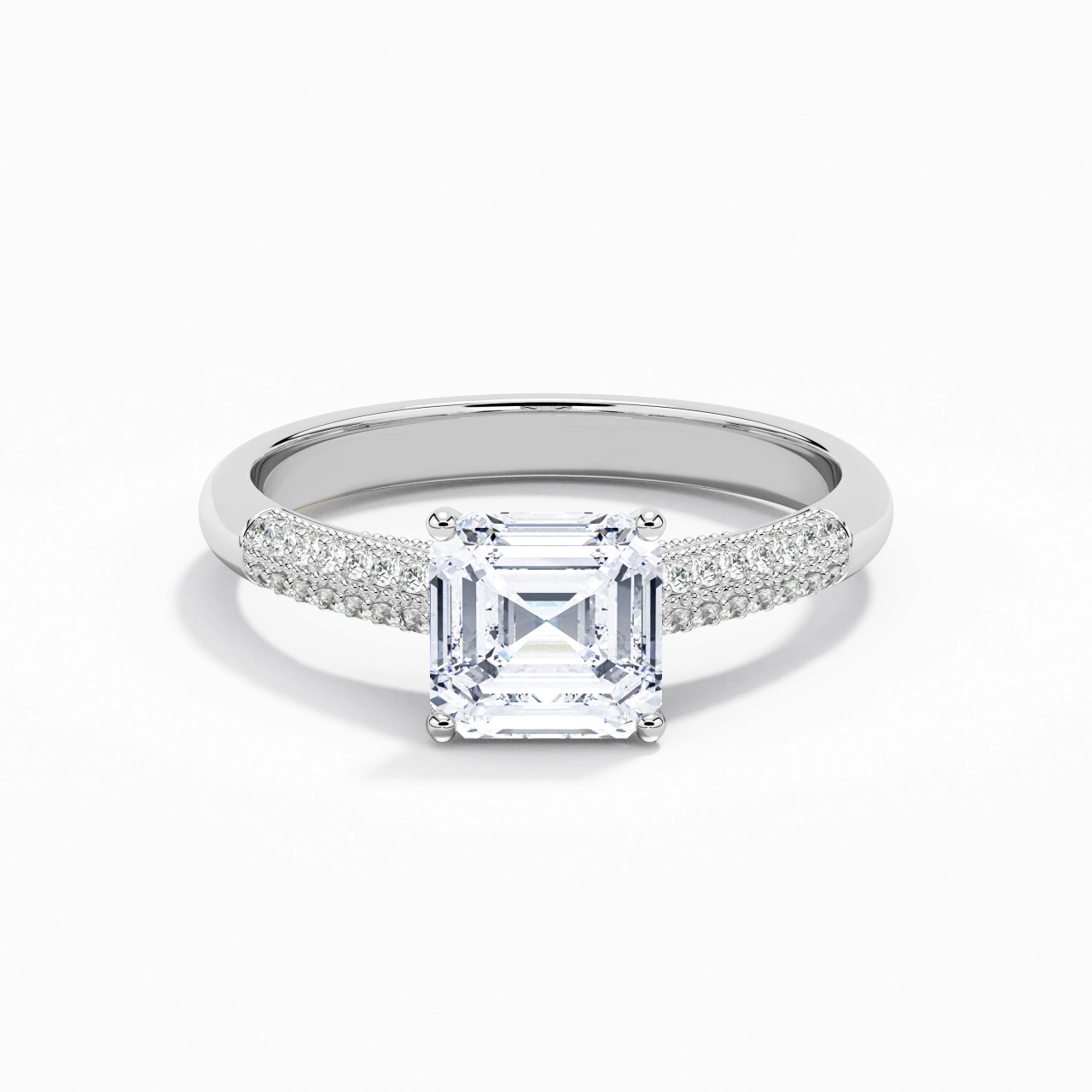 1.00ct Moissanite Engagement Ring 14K White Gold