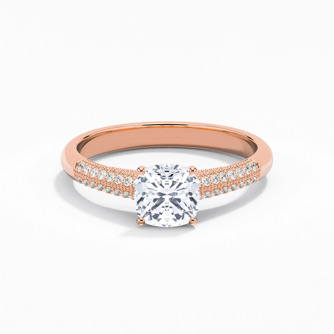 1.00ct Moissanite Engagement Ring 18K Rose Gold