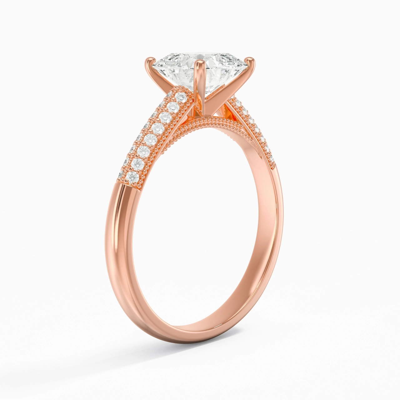 2.00ct Moissanite Engagement Ring 14K Rose Gold