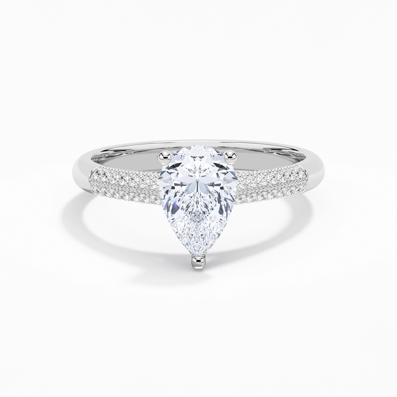 Rétro Poire 1.50ct Moissanite Bague de fiançailles