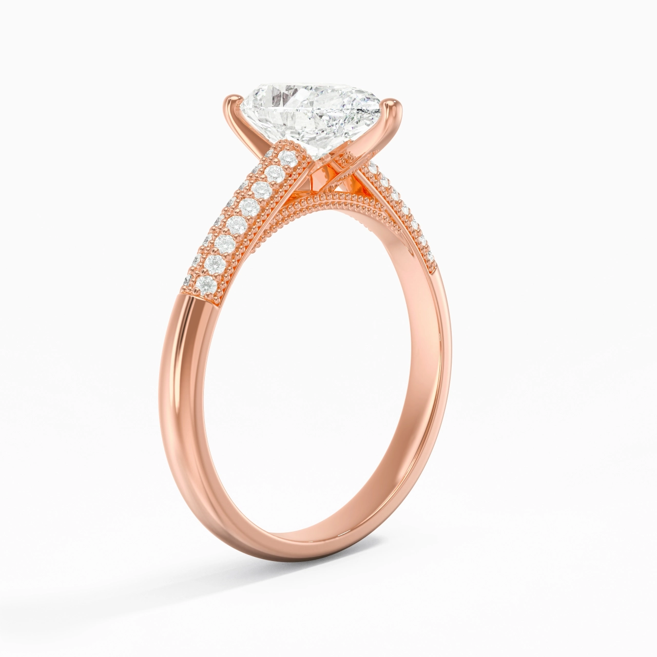 1.50ct Moissanite Engagement Ring 14K Rose Gold