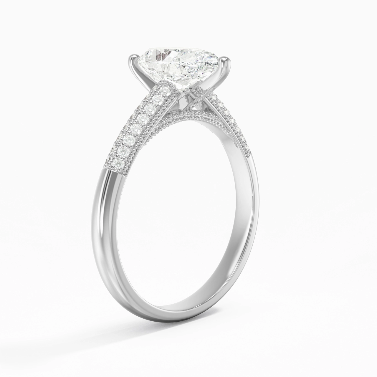 Rétro Poire 1.50ct Moissanite Bague de fiançailles