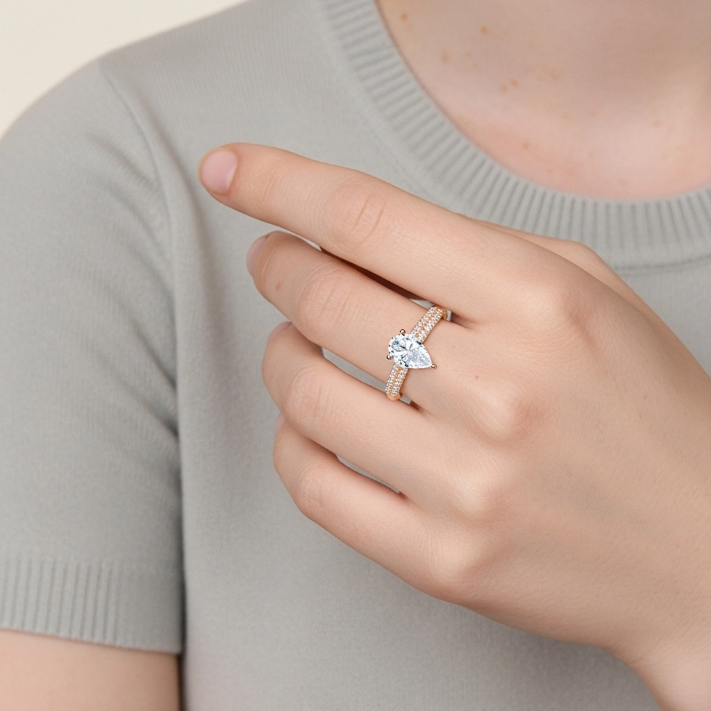 2.00ct Moissanite Bague de fiançailles Or rose 14 carats