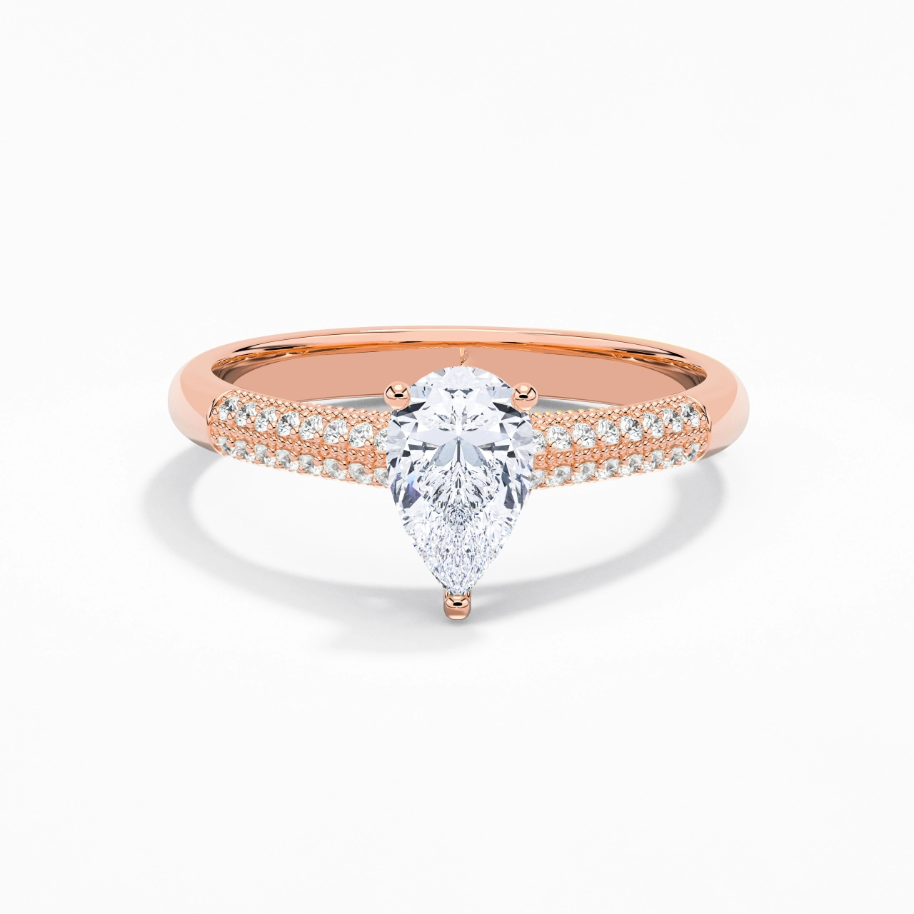 1.00ct Moissanite Engagement Ring 14K Rose Gold