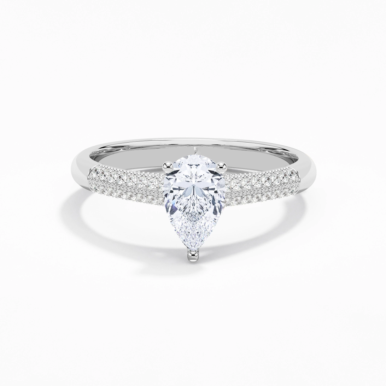 1.00ct Moissanite Engagement Ring 14K White Gold