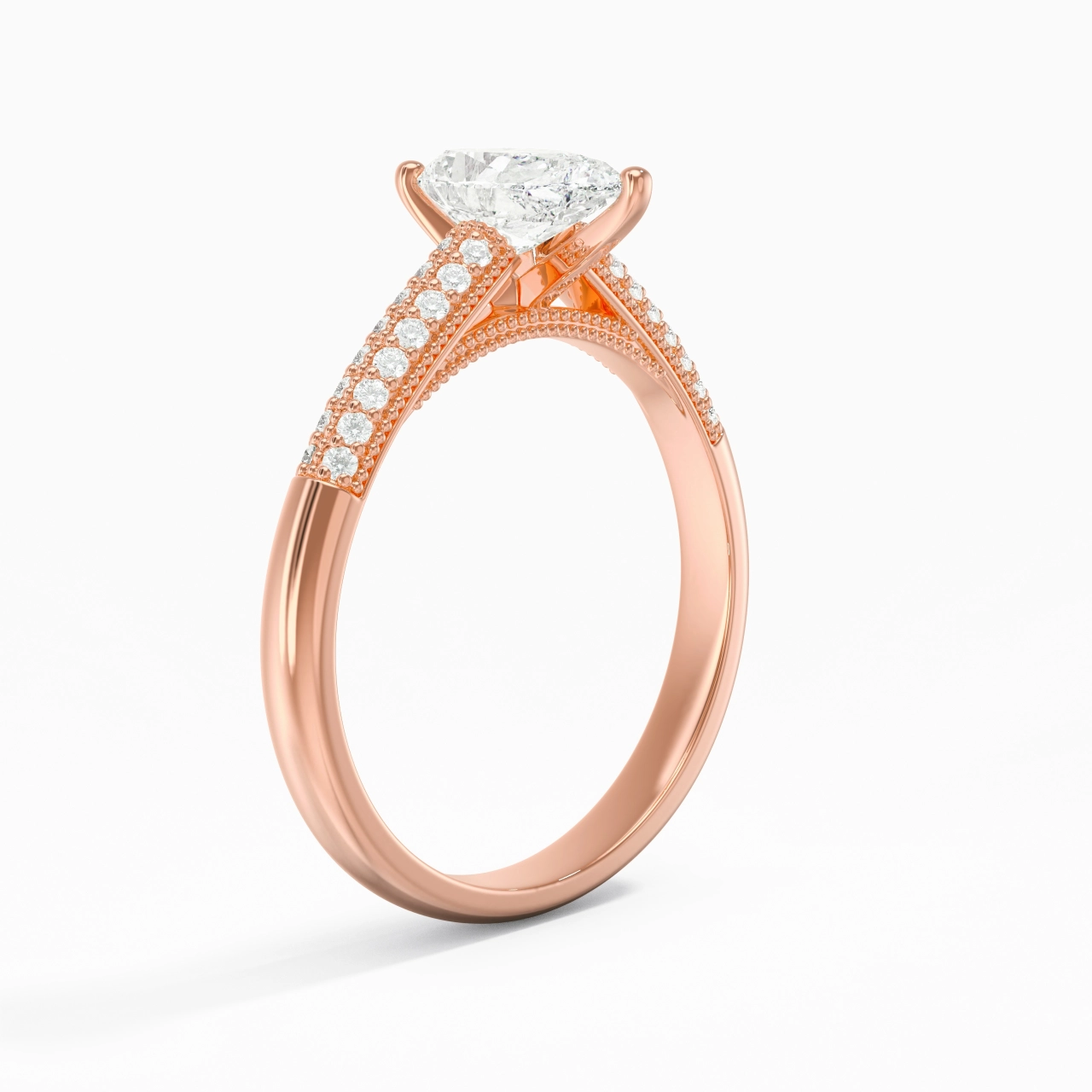 1.00ct Moissanite Engagement Ring 14K Rose Gold