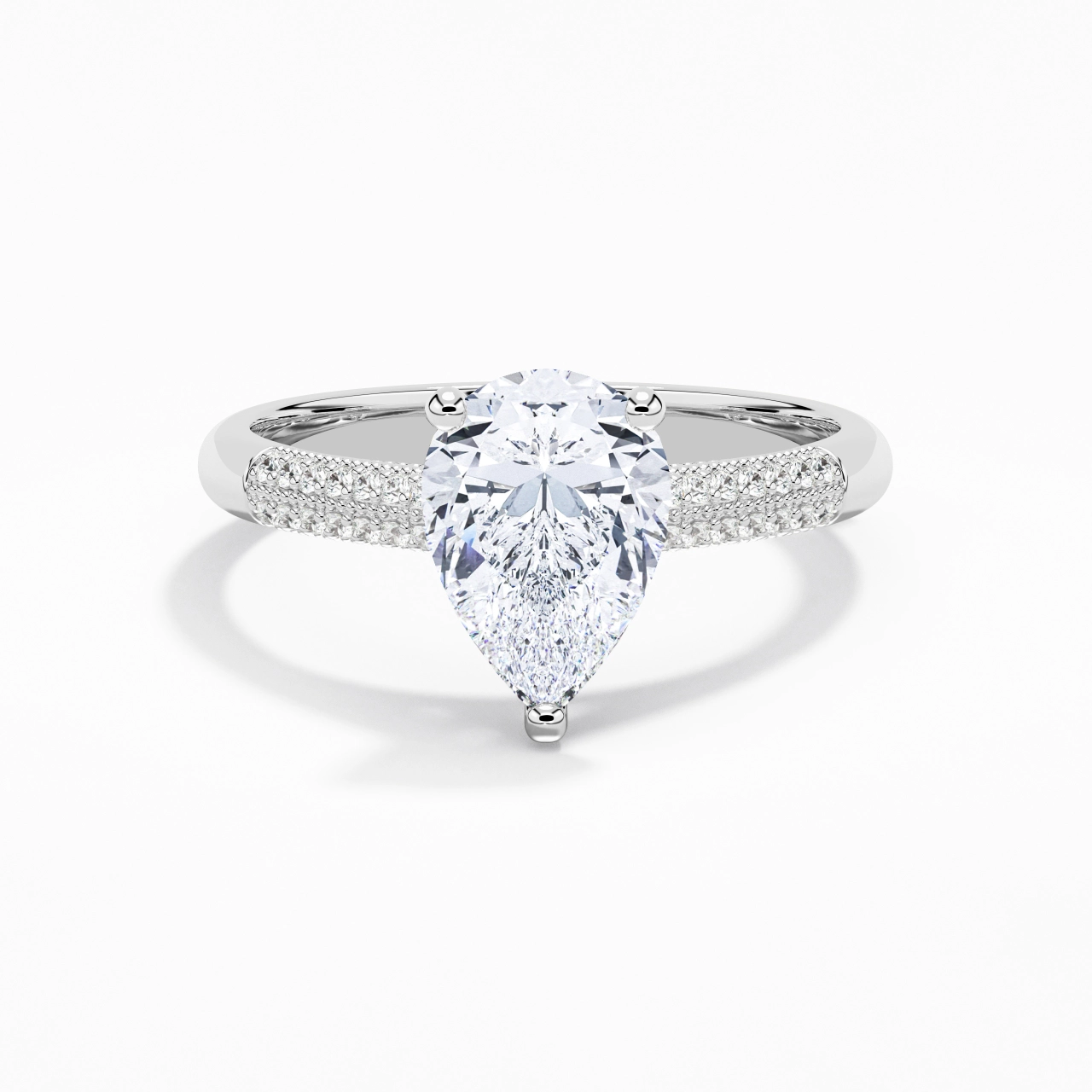 2.00ct Moissanite Engagement Ring 18K White Gold