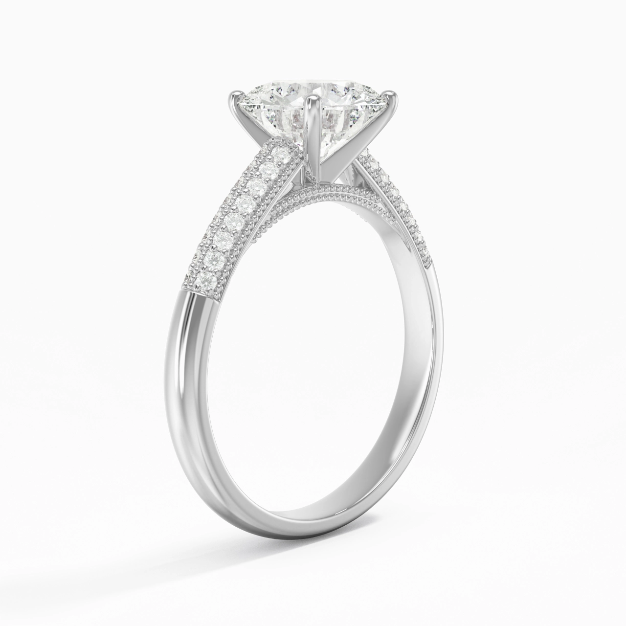 Rétro Rond 1.50ct Moissanite Bague de fiançailles