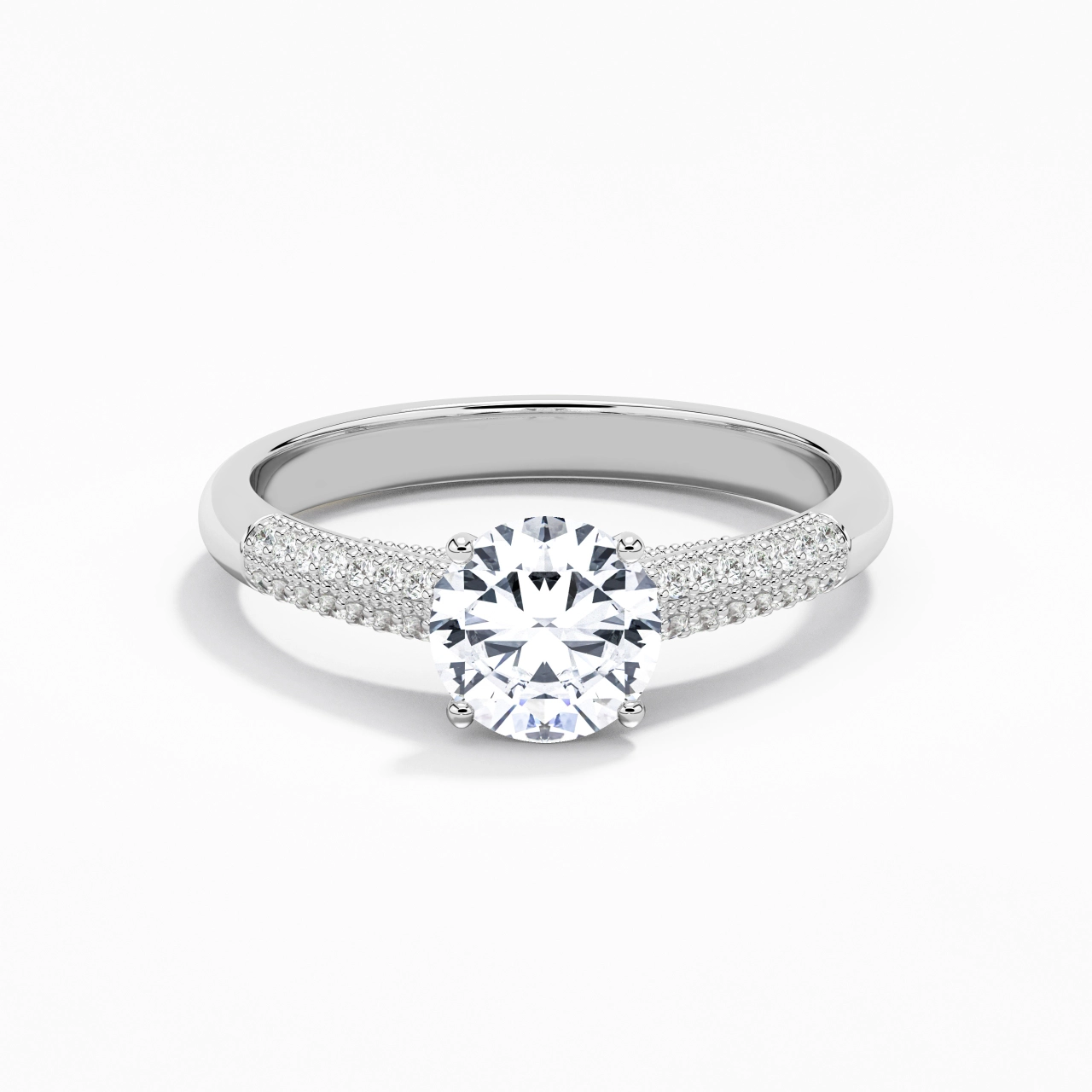 Retro Round 1.00ct Moissanite Engagement Ring