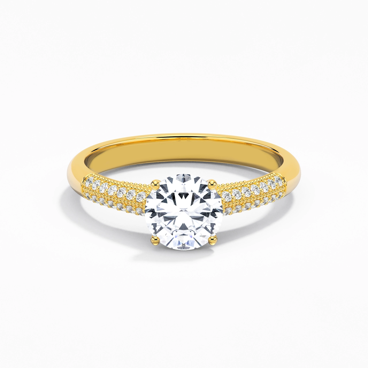 Retro Round 1.00ct Moissanite Engagement Ring