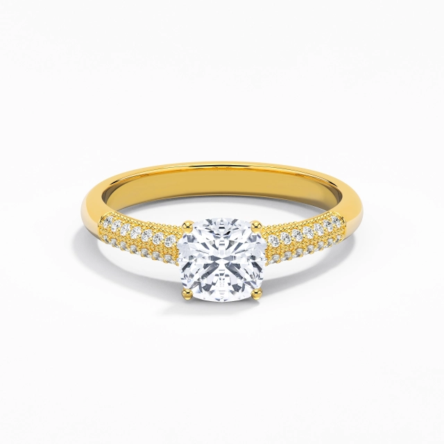 Rétro Perlé Coussin Moissanite Bague de fiançailles 1.00ct En Blanc Argent sterling 925 Cathédrale Tige Traditionnelle