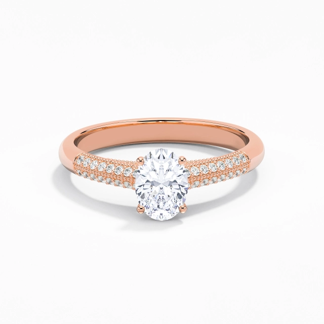 Retro Beaded Oval Moissanite Engagement Ring 1.00ct In White 925 Sterling Silver Cathedral Traditional Shank