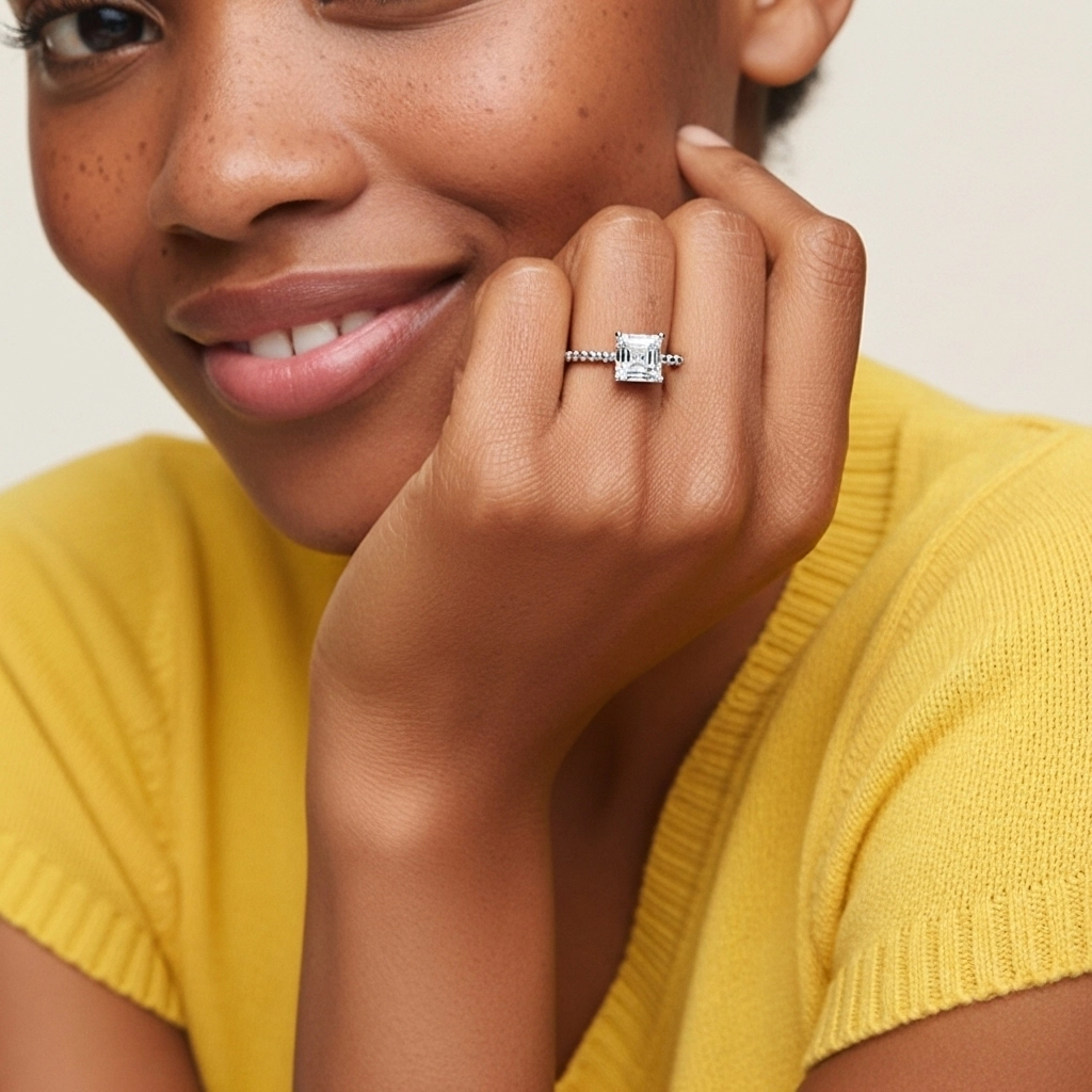 1.00ct Moissanite Engagement Ring 14K White Gold