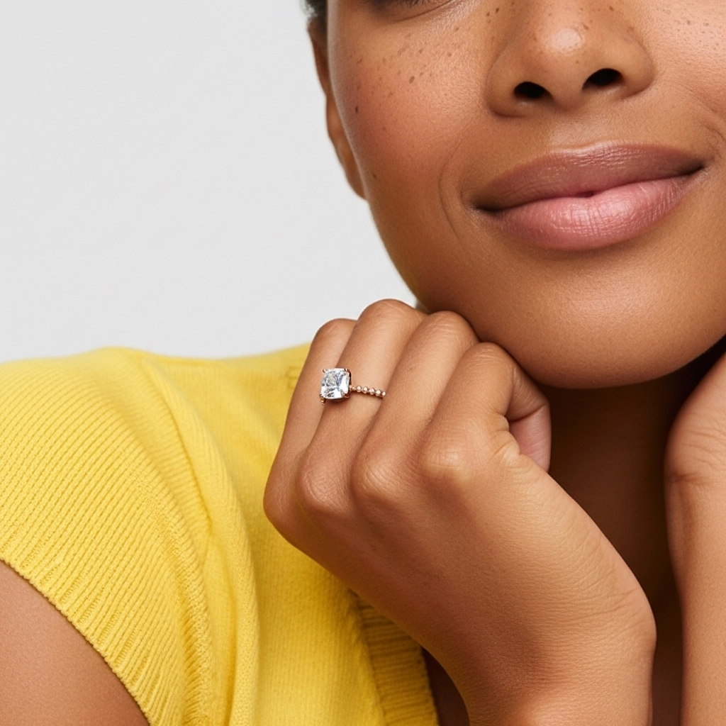 1.50ct Moissanite Engagement Ring 14K Rose Gold