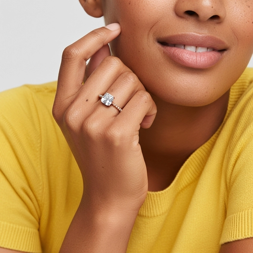 1.50ct Moissanite Engagement Ring 14K Rose Gold