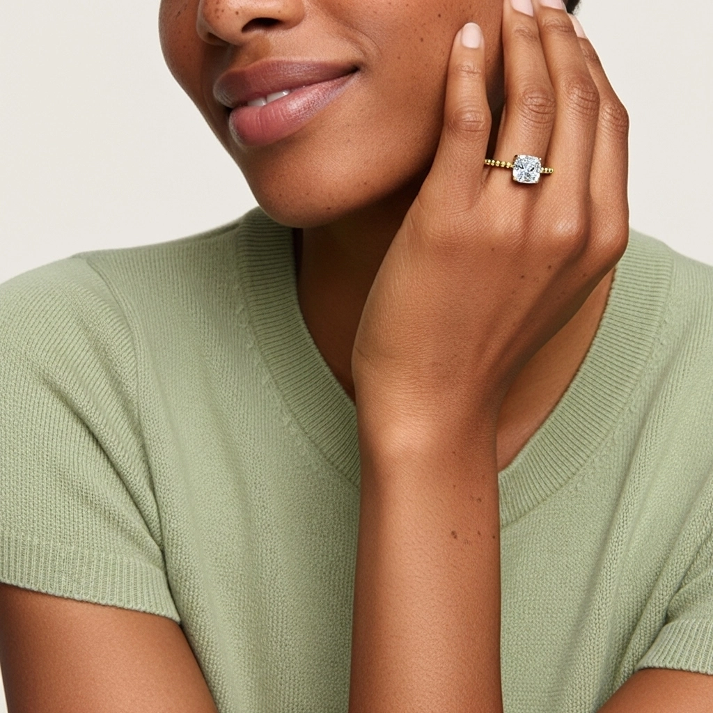 1.50ct Moissanite Engagement Ring 18K Gold