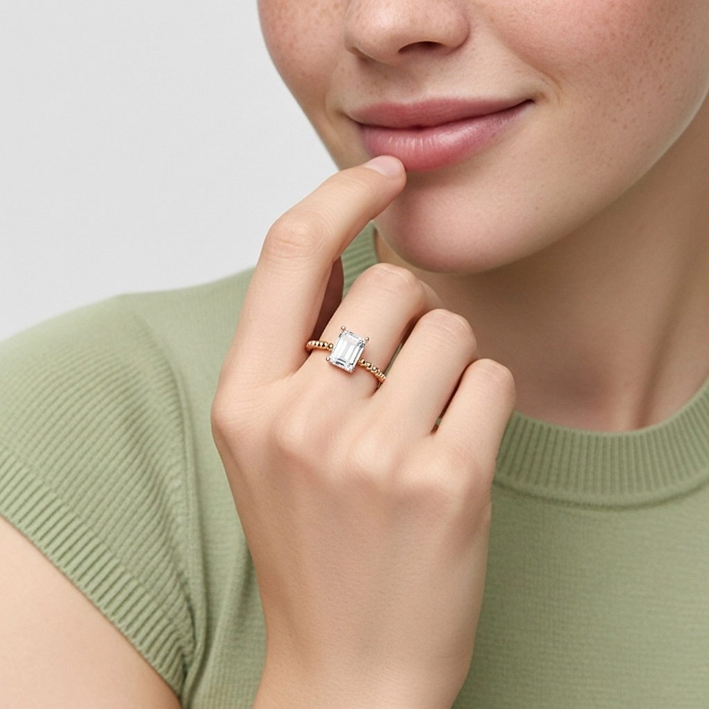 1.00ct Moissanite Engagement Ring 925 Sterling Silver