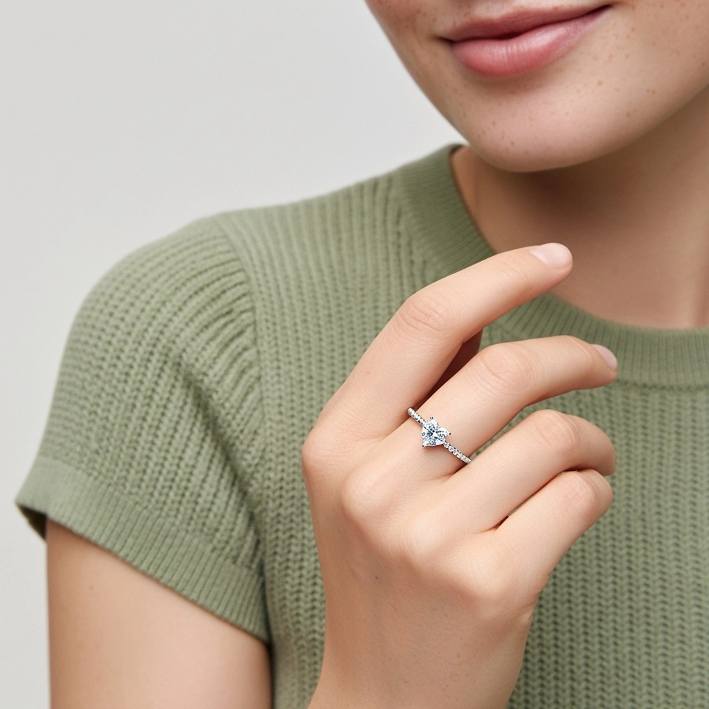 2.00ct Moissanite Engagement Ring 14K White Gold