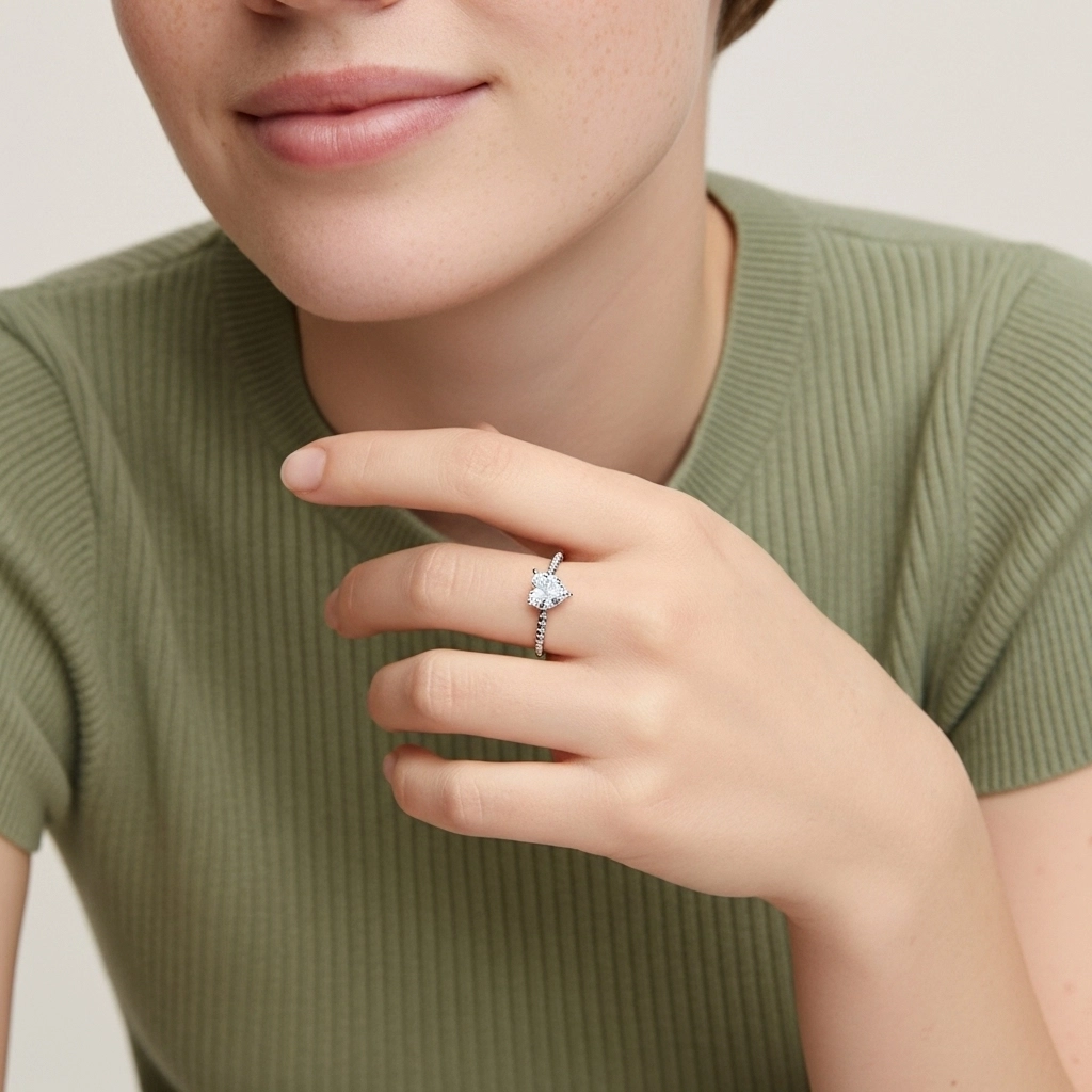 2.00ct Moissanite Engagement Ring 14K White Gold