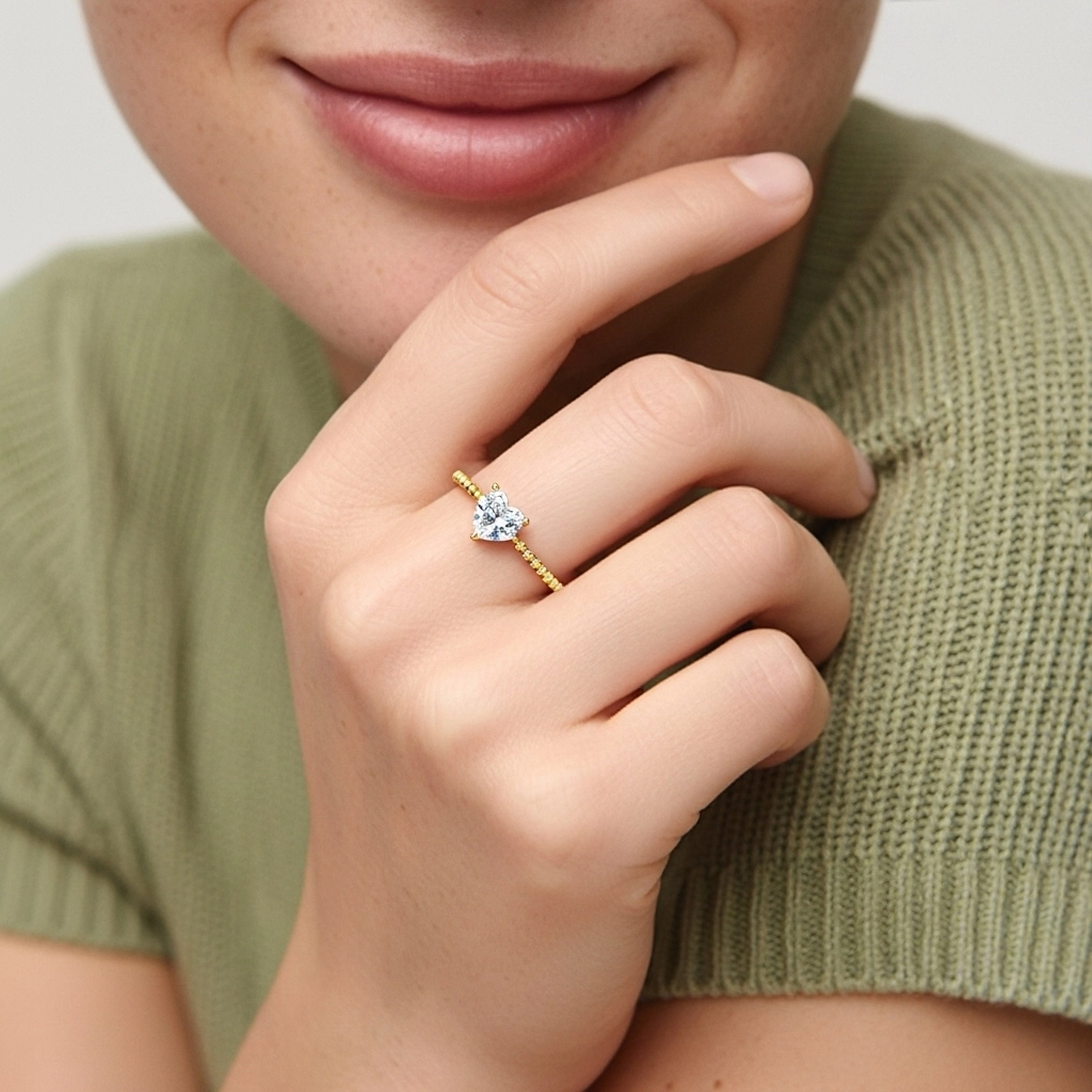 1.00ct Moissanite Engagement Ring 18K Gold