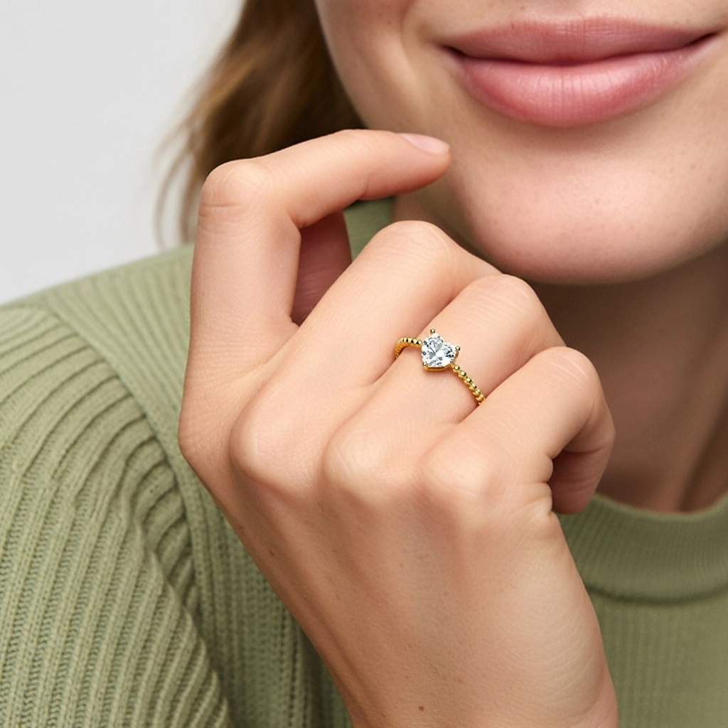 1.00ct Moissanite Engagement Ring 18K Gold