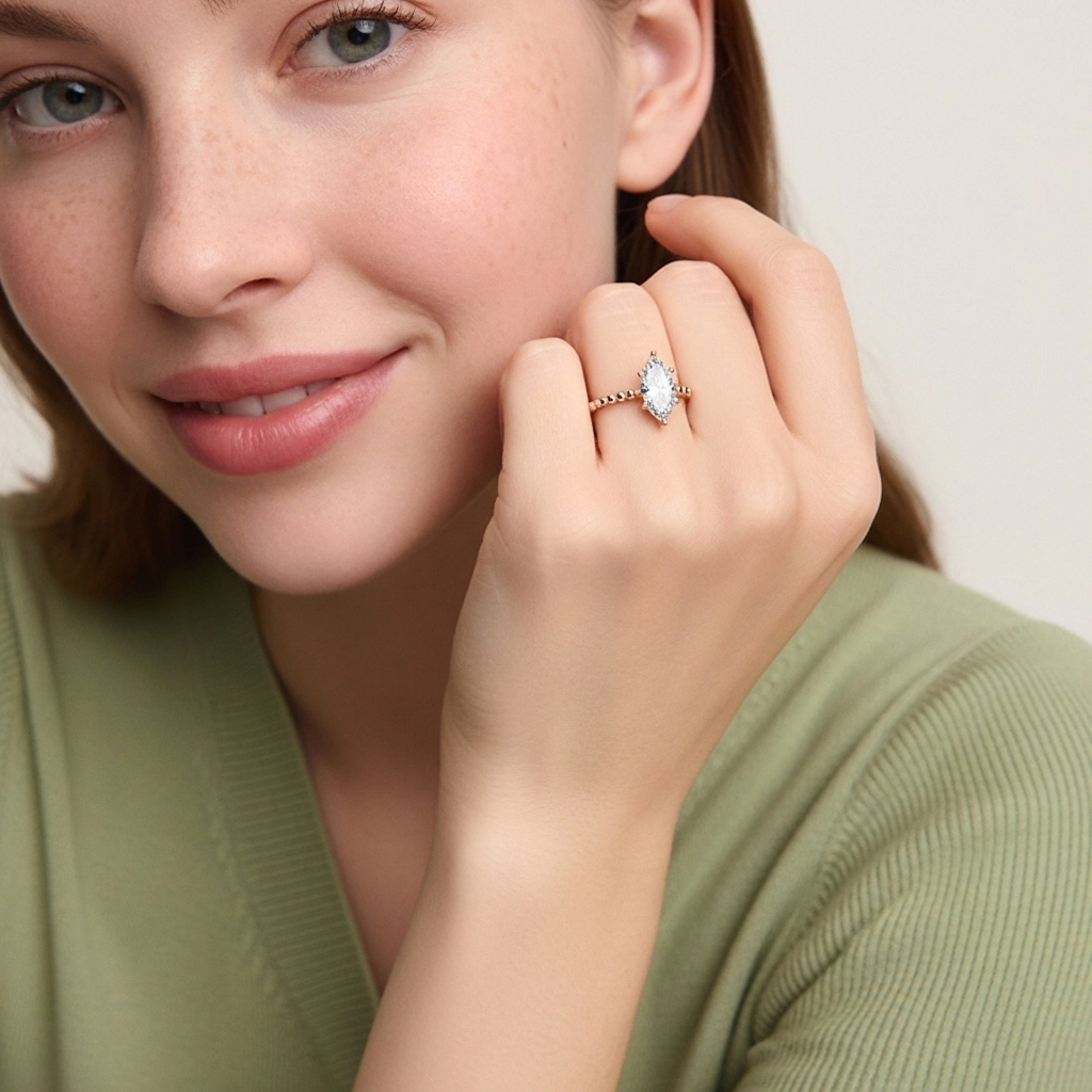 1.00ct Moissanite Engagement Ring 925 Sterling Silver