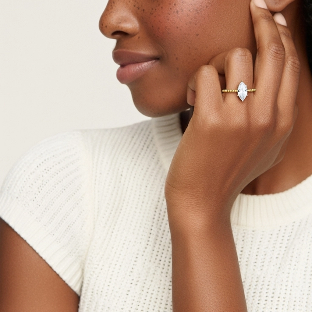 1.00ct Moissanite Engagement Ring 14K Gold