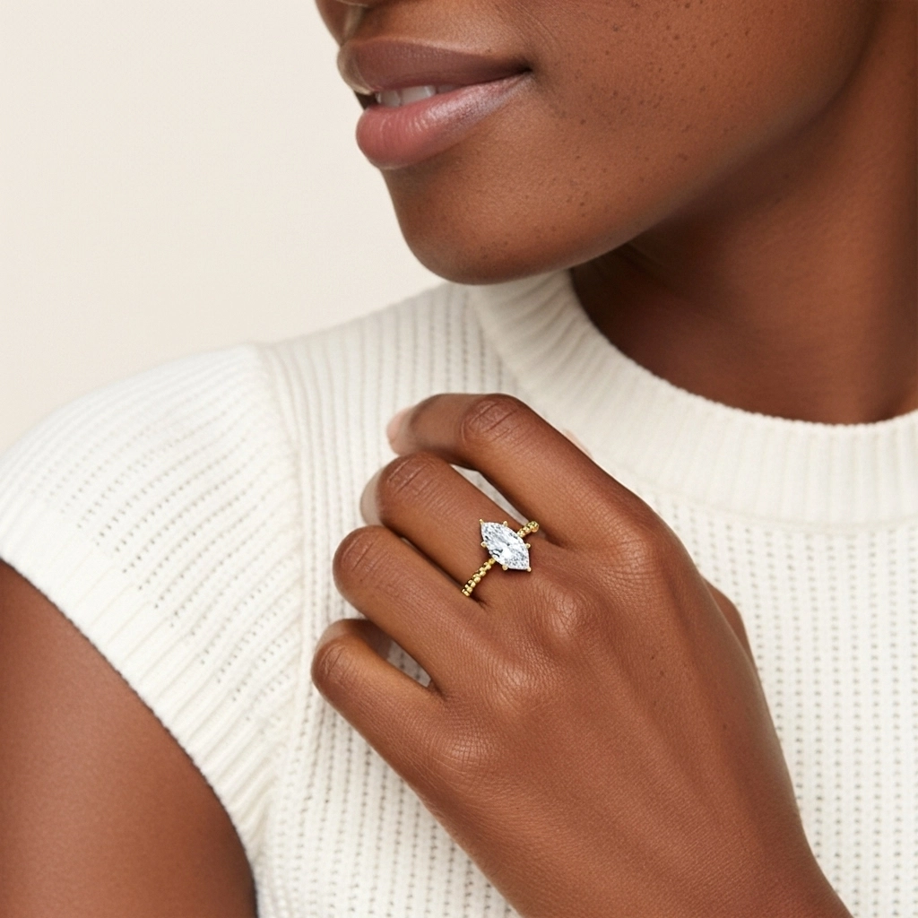 1.00ct Moissanite Engagement Ring 14K Gold