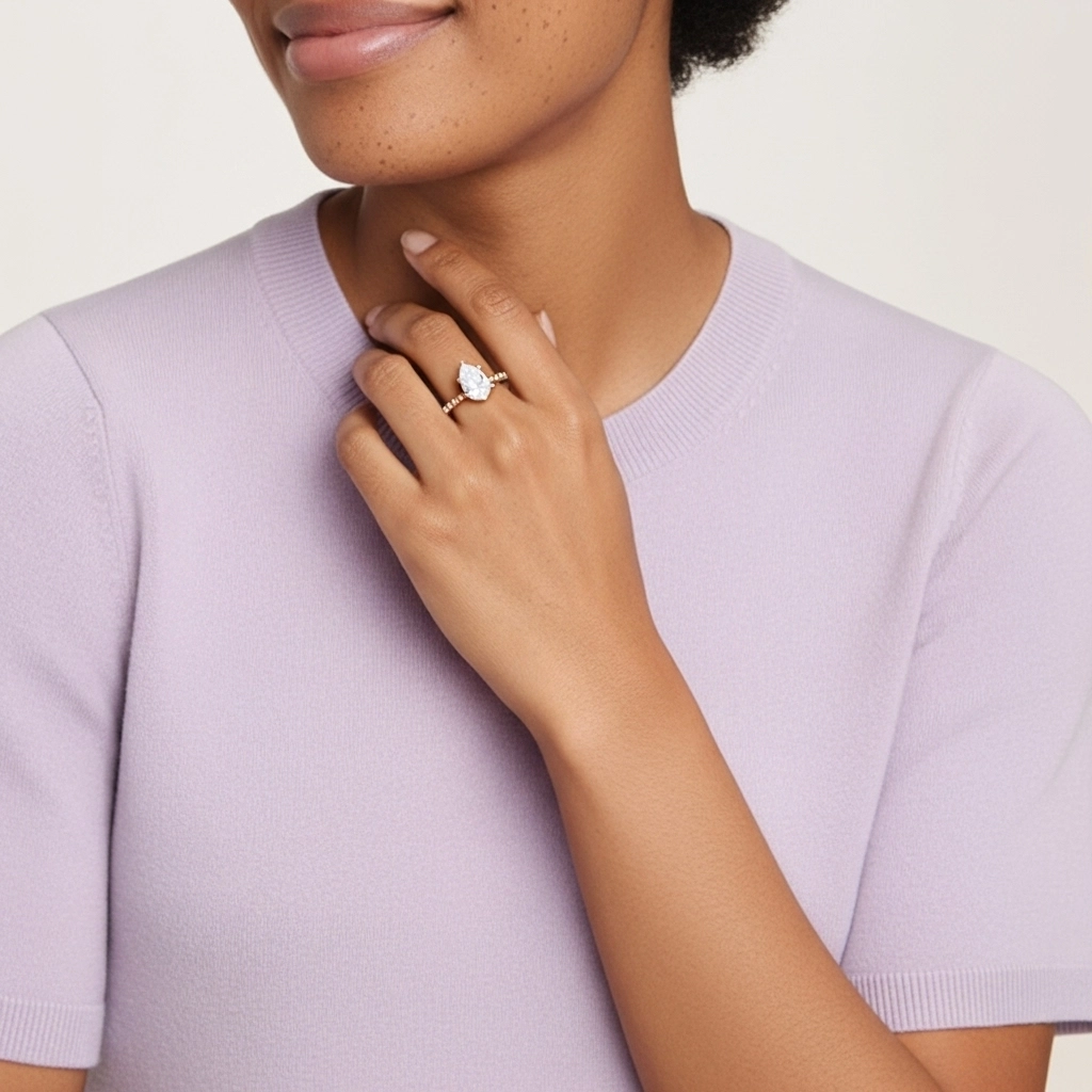 1.50ct Moissanite Engagement Ring 14K Rose Gold