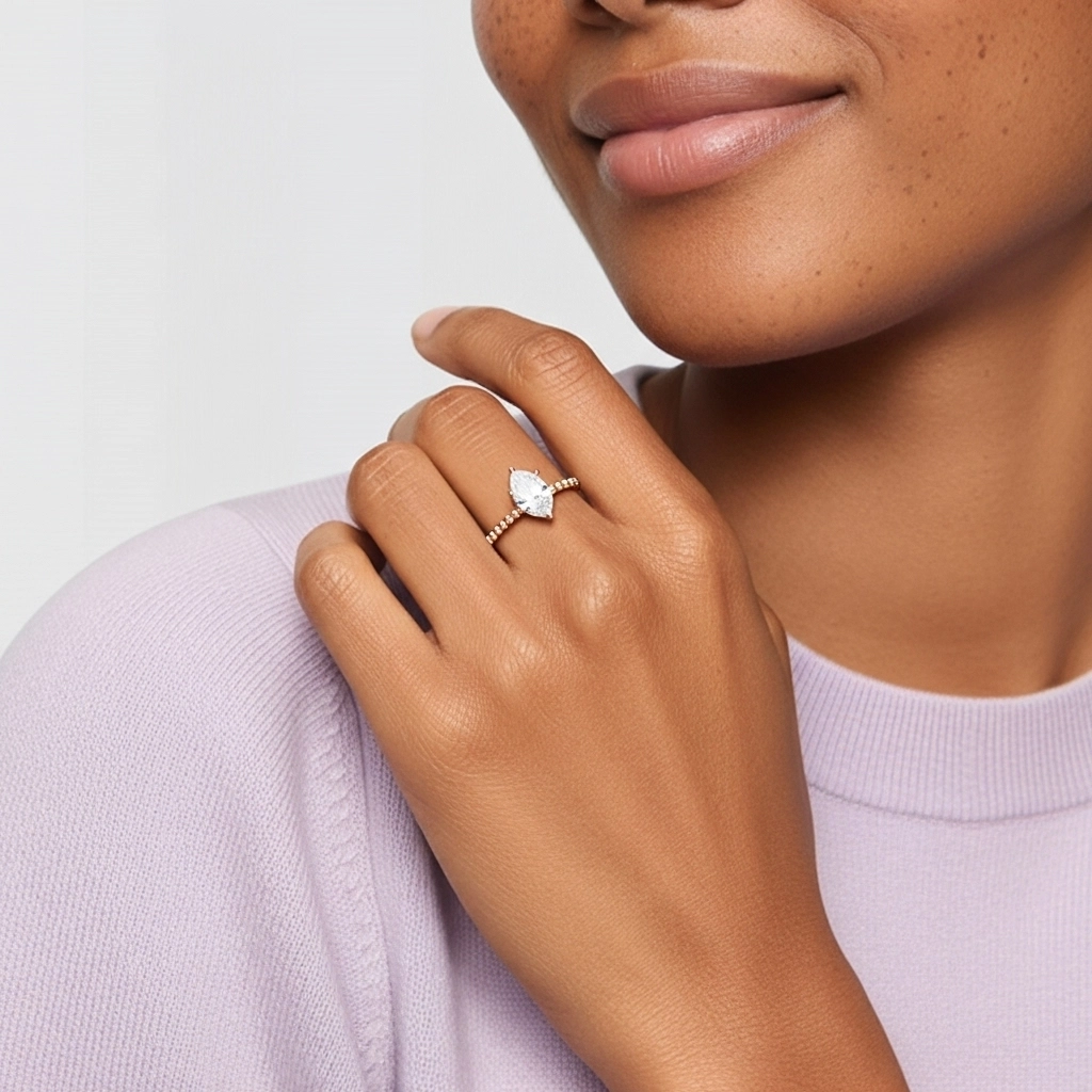 1.50ct Moissanite Engagement Ring 14K Rose Gold