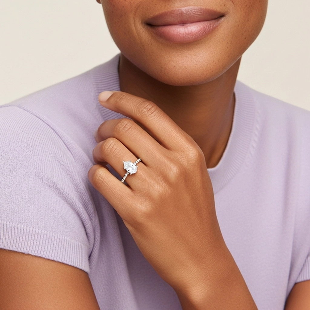 1.50ct Moissanite Engagement Ring 18K White Gold