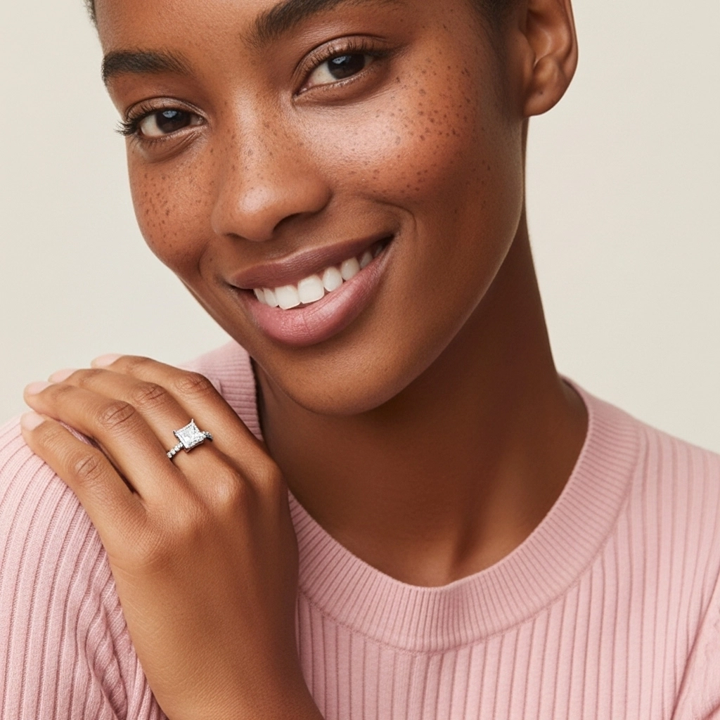 1.00ct Moissanite Engagement Ring 14K White Gold