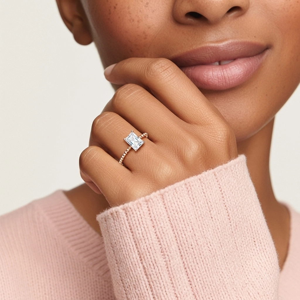 1.00ct Moissanite Engagement Ring 925 Sterling Silver