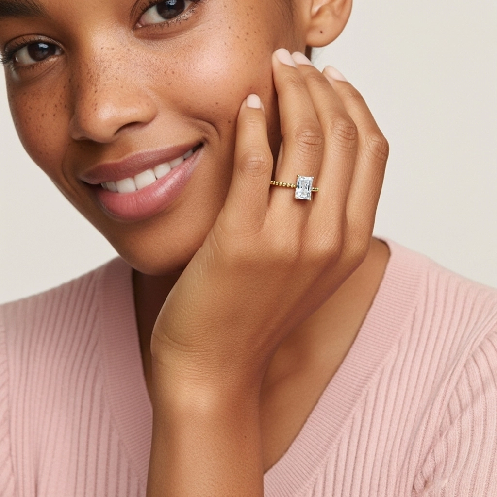 1.00ct Moissanite Engagement Ring 18K Gold