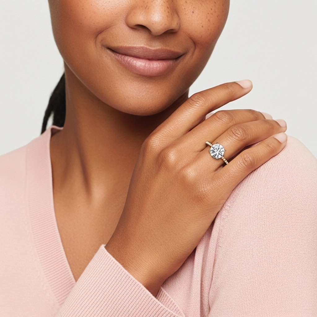 1.00ct Moissanite Bague de fiançailles Or rose 14 carats