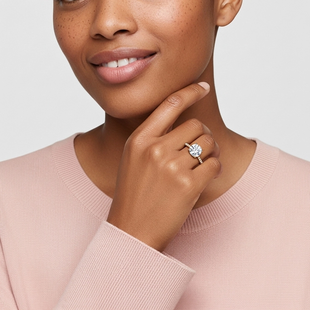 1.00ct Moissanite Bague de fiançailles Or rose 14 carats