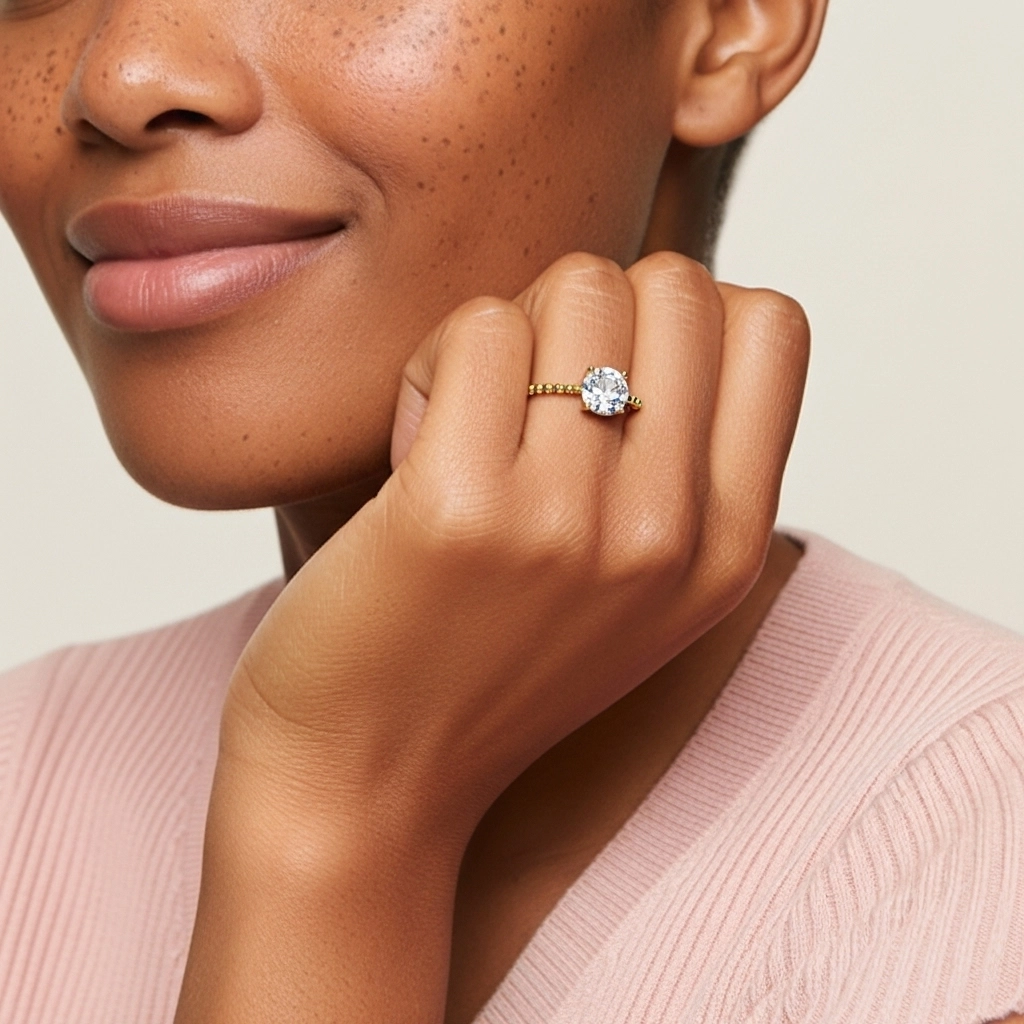 1.00ct Moissanite Engagement Ring 14K Gold