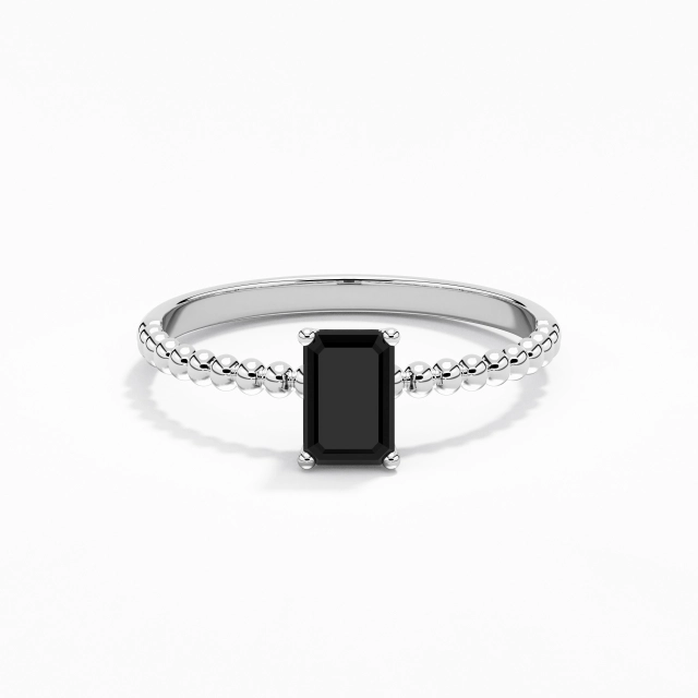 0.80ct Émeraude Zircon cubique Bague de fiançailles Argent sterling 925 Solitaire Perlé Simple