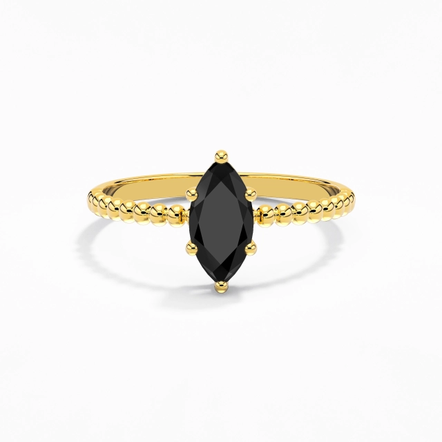 0.80ct Marquise Cubic Zirconia Engagement Ring 925 Sterling Silver Solitaire Beaded Simple