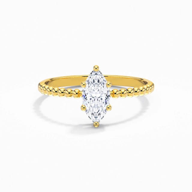 0.80ct Marquise Zircon cubique Bague de fiançailles Argent sterling 925 Solitaire Perlé Simple