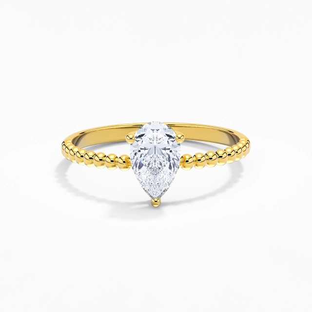 1.00ct Poire Moissanite Bague de fiançailles Argent sterling 925 Solitaire Perlé Simple