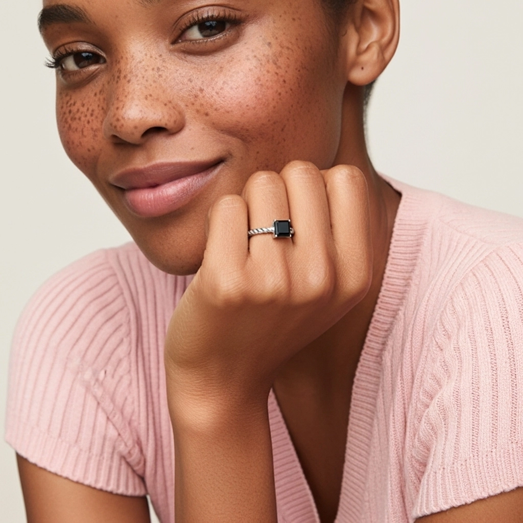 Moderno Asscher 1.00ct Circonio cúbico Anillo de Compromiso