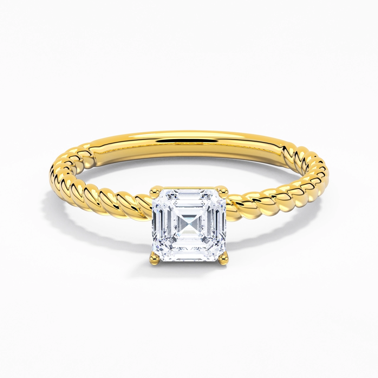 Moderne Asscher 1.00ct Moissanite Bague de fiançailles