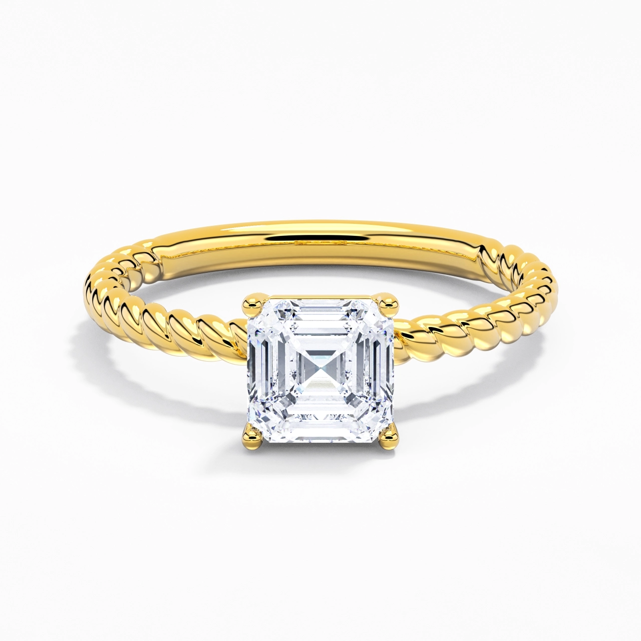 Moderne Asscher 2.00ct Moissanite Bague de fiançailles