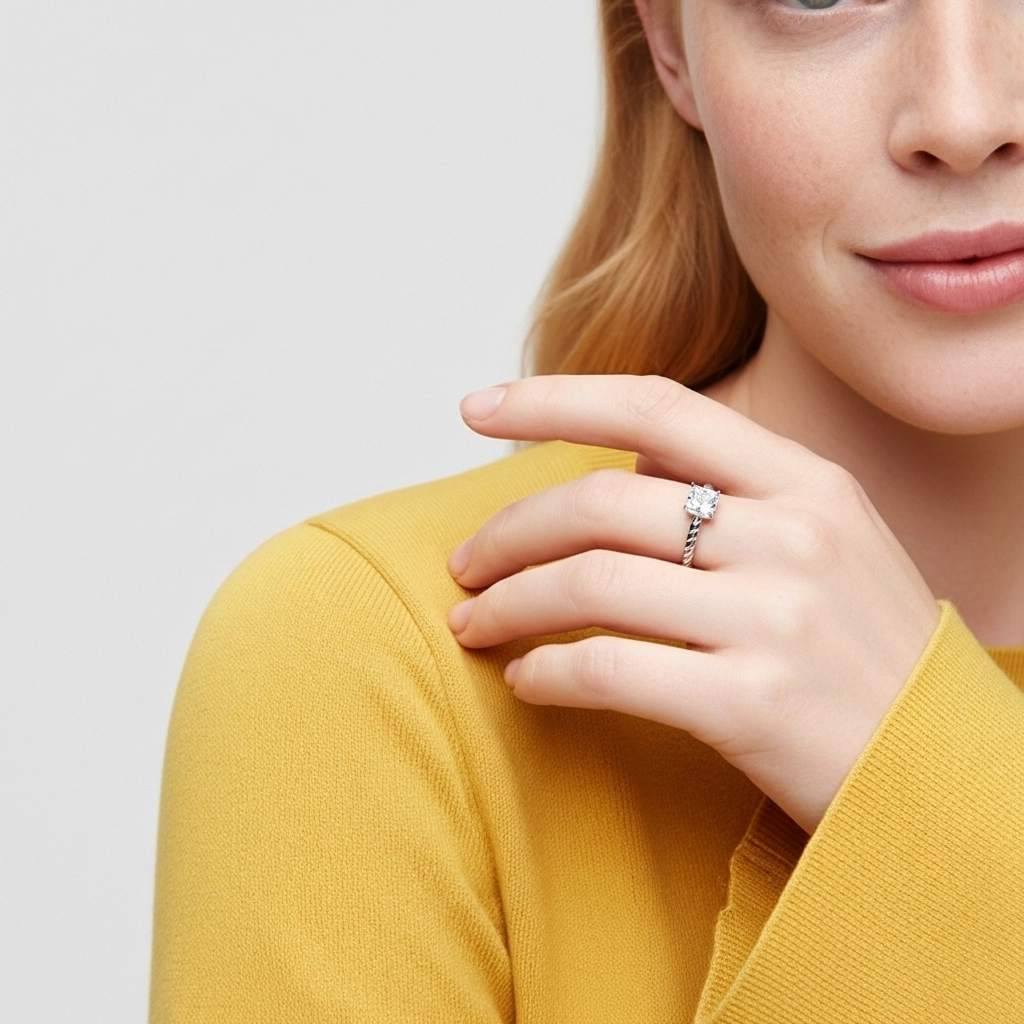 Modern Cushion 1.00ct Moissanite Engagement Ring