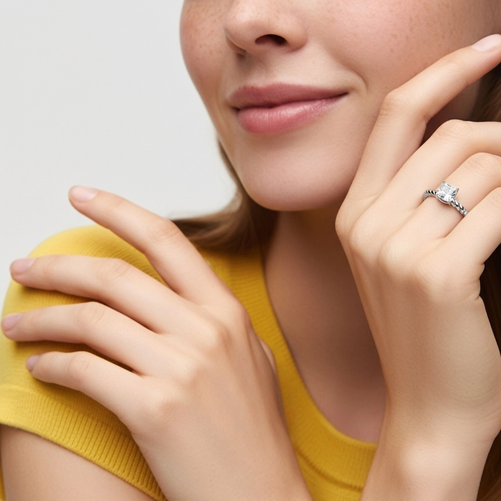 Modern Cushion 1.00ct Moissanite Engagement Ring