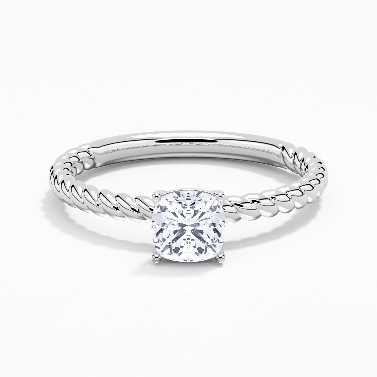 Modern Cushion 1.00ct Moissanite Engagement Ring