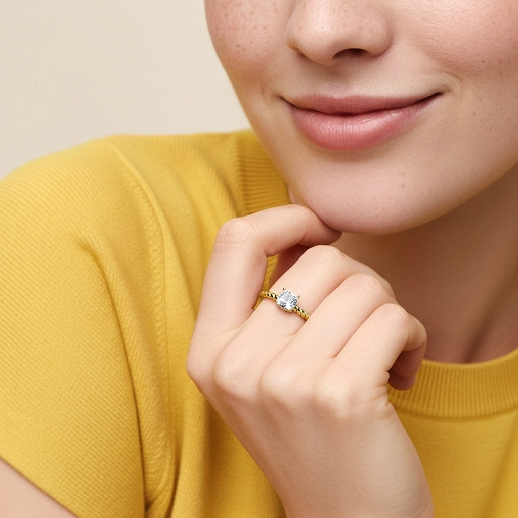 Moderne Coussin 2.00ct Moissanite Bague de fiançailles