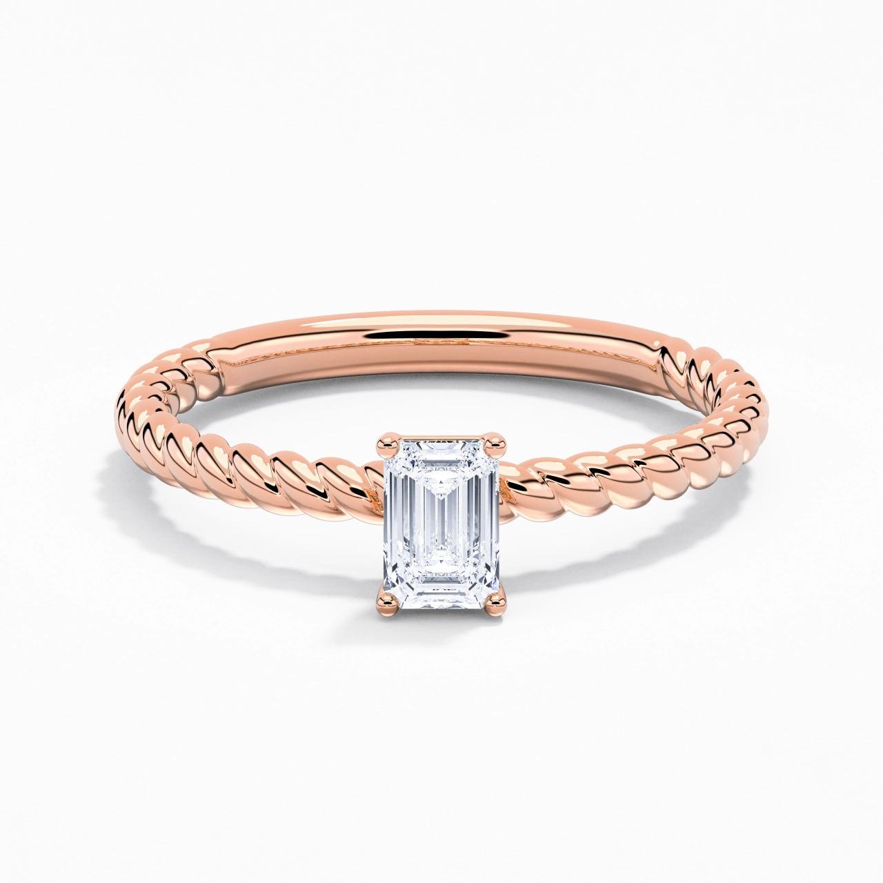 Moderne Émeraude 0.80ct Moissanite Bague de fiançailles