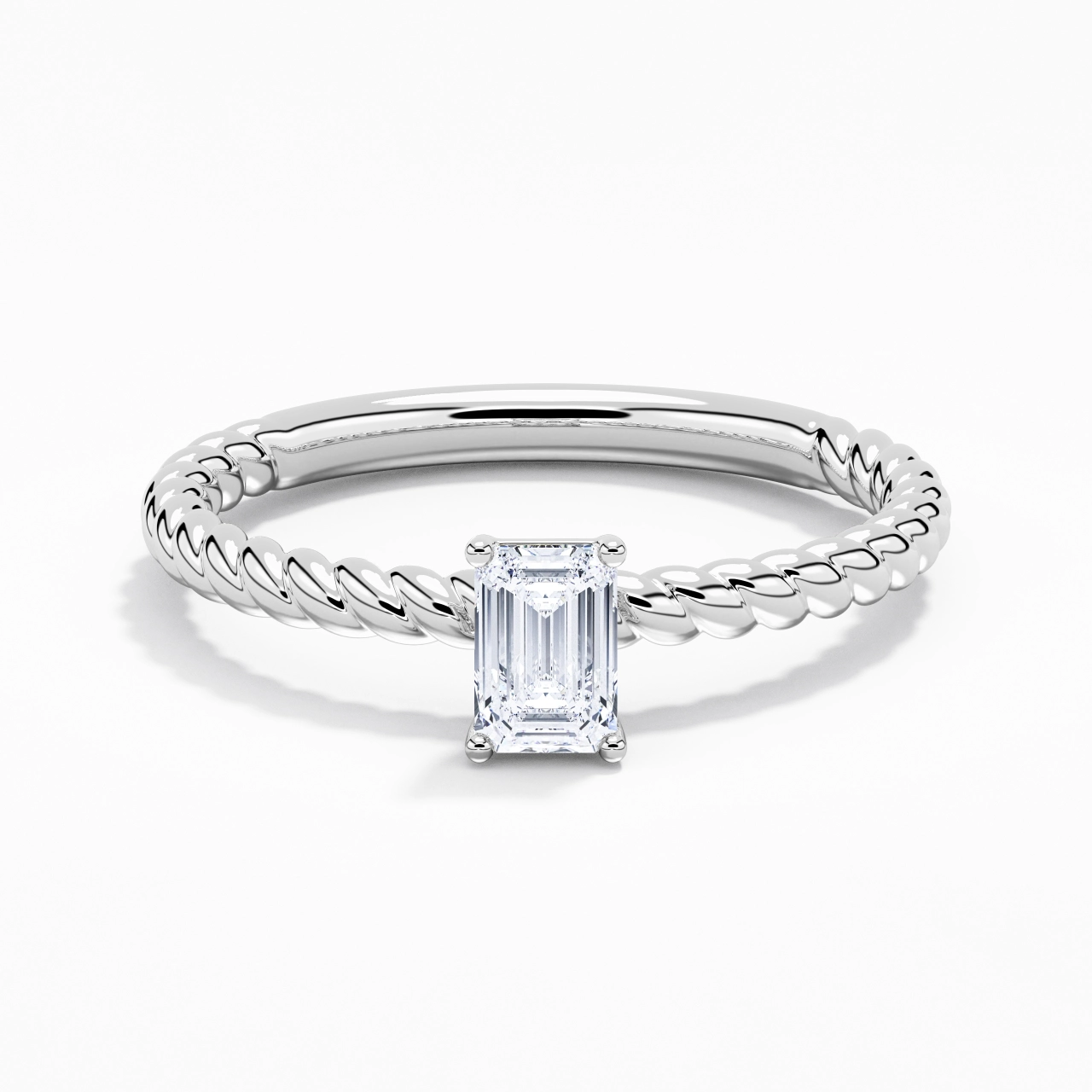 Modern Emerald 0.80ct Moissanite Engagement Ring